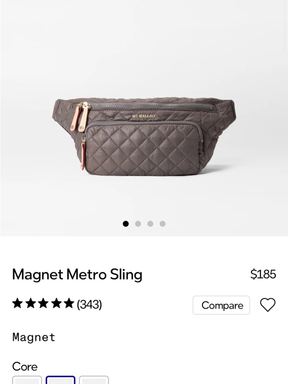 MZ Wallace Quilted Nylon Crossbody Sling - MAGNET with Gold Hardware